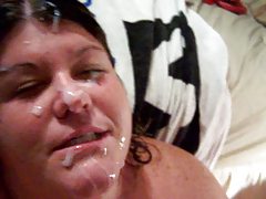 Chubby wife is getting facialized by her lovely husband