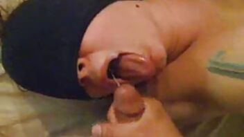 Masked mademoiselle gets her mouth full of warm tasty sperm