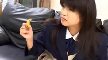 Cute Asian schoolgirl gives explicit blowjob pleasures