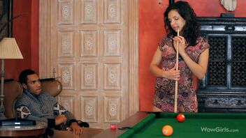 Exquisite and passionate pussy licking on a pool table