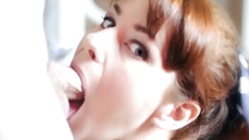 Exciting cock sucking pleasure from an adorable babe