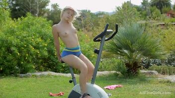 Explicit bicycle riding with naughty blonde teen Monroe