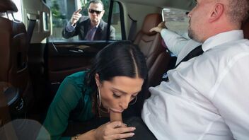 Kept woman Azul Hermosa fucked after blowjob in the car