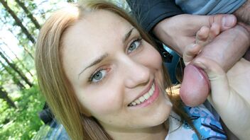 Young blonde Margo was picked up and fucked on the car