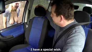 Busty blonde needs money so she pleased a stranger