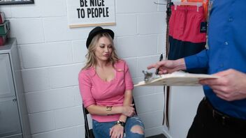 Shoplifter Adira Allure strips and fucks to avoid trouble