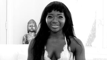 Sexy talking with awesome Ebony Noemie Bilas in white lingerie