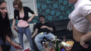 Two wild Czech MILFs swallow and ride young pecker