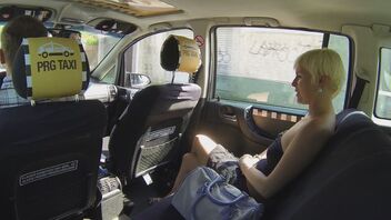 Hot squirt in the taxi after fucking a horny blonde