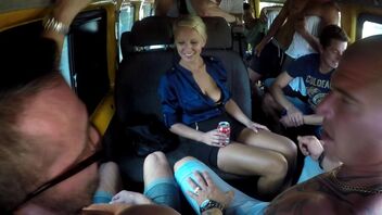 Czech fuck-team bangs slutty blonde MILF in the bus